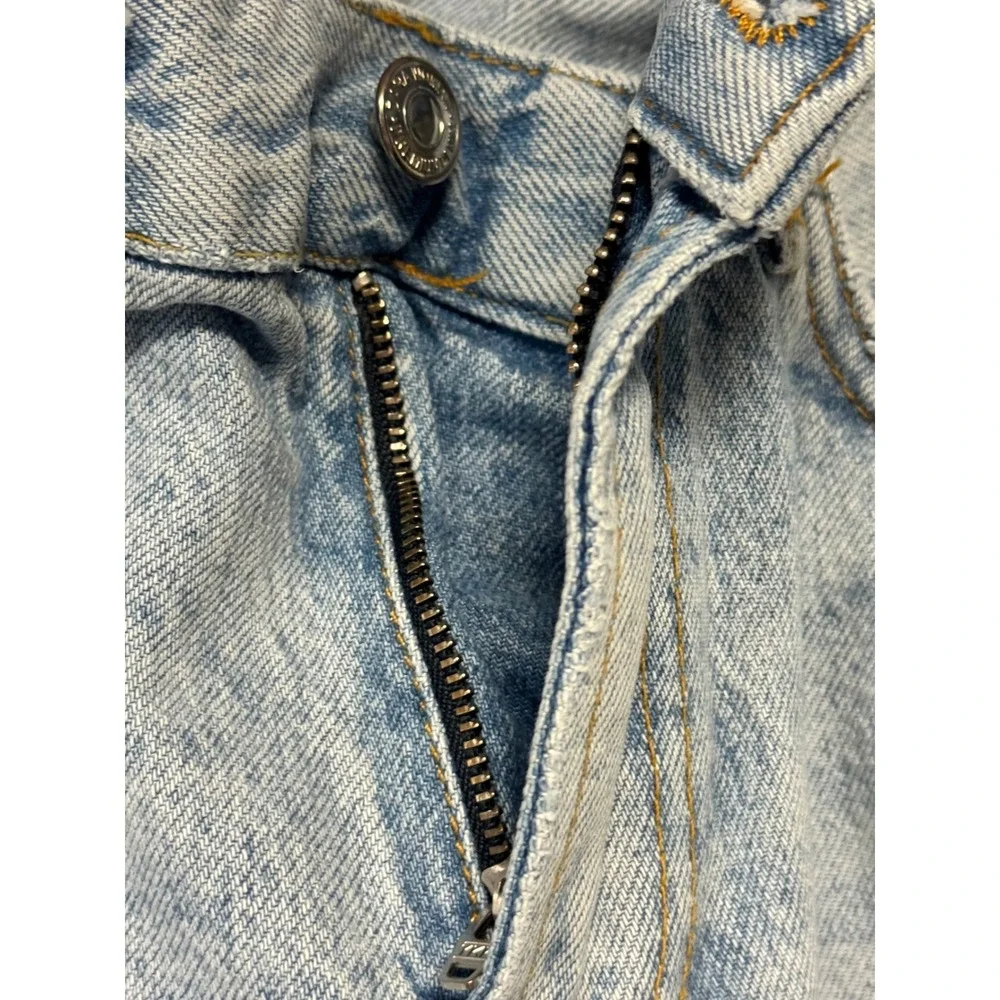 ZARA The Cigarette Distressed Light Wash Denim Jeans Women US 4 Raw Hem‎ Boho
